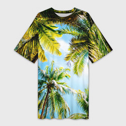 Женская длинная футболка Пальмы под солнцем