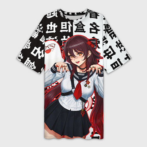 Женская длинная футболка Ху Тао модная Genshin Impact Геншин / 3D-принт – фото 1