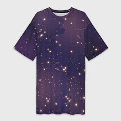 Женская длинная футболка Звездное ночное небо Галактика Космос