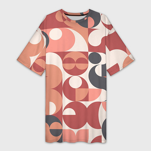 Женская длинная футболка Геометрический орнамент оранж / 3D-принт – фото 1