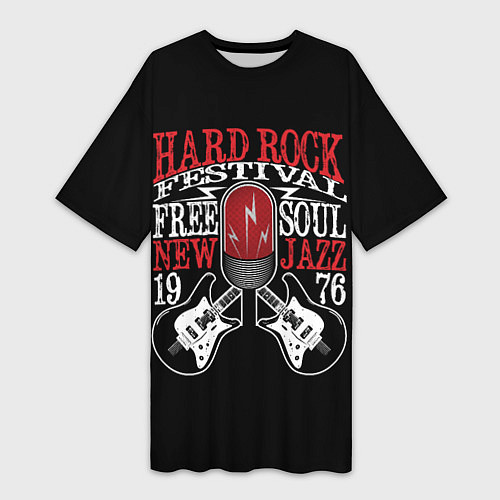 Женская длинная футболка HARD ROCK FESTIVAL / 3D-принт – фото 1