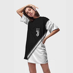 Футболка женская длинная ЮВЕНТУС Juventus Краска, цвет: 3D-принт — фото 2