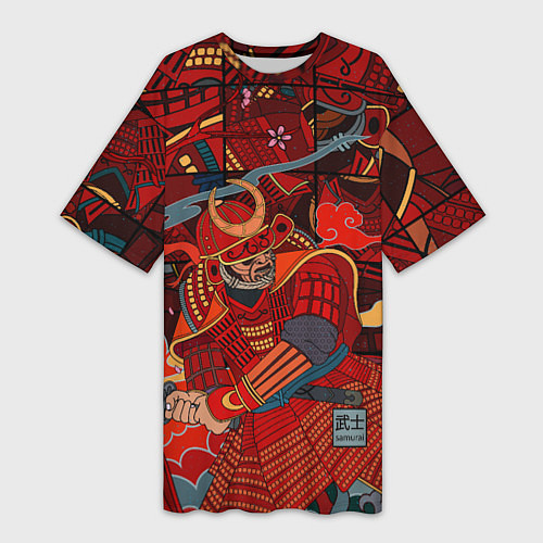 Женская длинная футболка Инстинкт Самурая / 3D-принт – фото 1