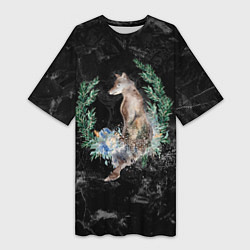 Женская длинная футболка Снежный волк