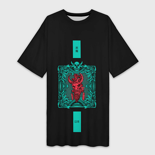 Женская длинная футболка Красный Демон с Свитком / 3D-принт – фото 1