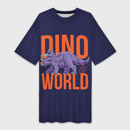 Женская длинная футболка Dino World / 3D-принт – фото 1