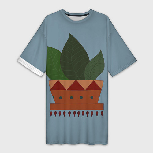 Женская длинная футболка Цветочный горшок / 3D-принт – фото 1