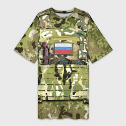 Футболка женская длинная Бронежилет с боекомплектом, цвет: 3D-принт