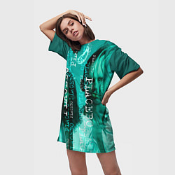 Футболка женская длинная Placebo - turquoise, цвет: 3D-принт — фото 2
