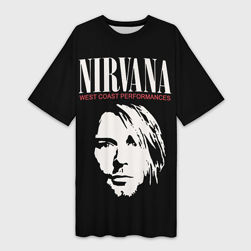 Женская длинная футболка NIRVANA Kurt Cobain / 3D-принт – фото 1