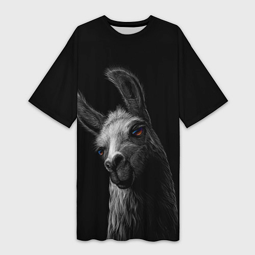 Женская длинная футболка Портрет милой ламы / 3D-принт – фото 1