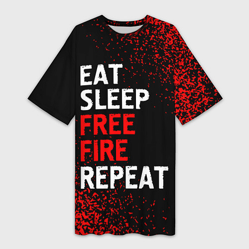 Женская длинная футболка Eat Sleep Free Fire Repeat Арт / 3D-принт – фото 1