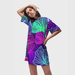 Футболка женская длинная Neon color pattern Fashion 2023, цвет: 3D-принт — фото 2