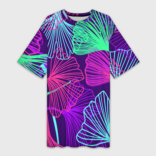 Женская длинная футболка Neon color pattern Fashion 2023 / 3D-принт – фото 1