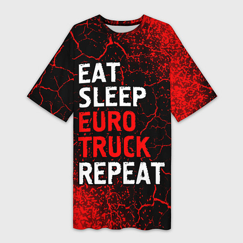 Женская длинная футболка Eat Sleep Euro Truck Repeat Спрей / 3D-принт – фото 1