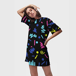 Футболка женская длинная Neon color pattern Fashion 2032, цвет: 3D-принт — фото 2