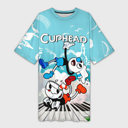 Женская длинная футболка Cuphead 2 чашечки