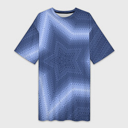 Футболка женская длинная Синий звездный современный узор, цвет: 3D-принт
