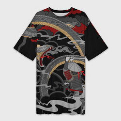Женская длинная футболка Самурай и змей