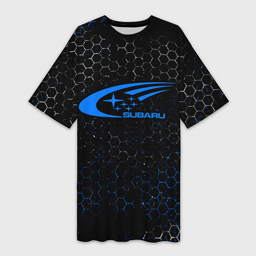 Женская длинная футболка SUBARU - Соты / 3D-принт – фото 1