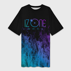 Футболка женская длинная Izone neon огонь, цвет: 3D-принт