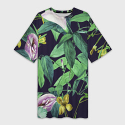 Женская длинная футболка Цветы Ботанические