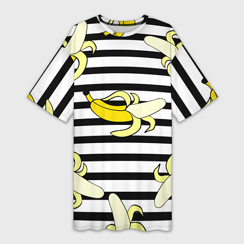 Женская длинная футболка Banana pattern Summer / 3D-принт – фото 1