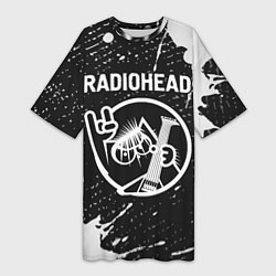 Женская длинная футболка Radiohead КОТ Краска