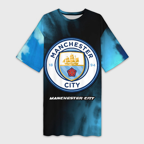 Женская длинная футболка МАНЧЕСТЕР СИТИ Manchester City 5 / 3D-принт – фото 1