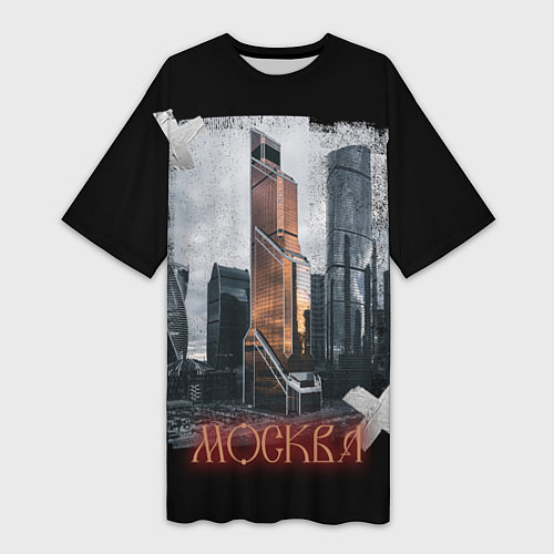 Женская длинная футболка Москоу Сити / 3D-принт – фото 1