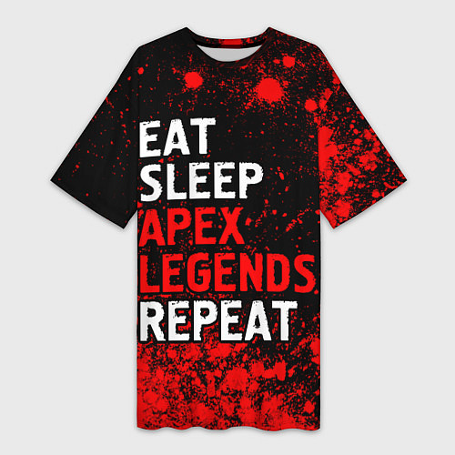 Женская длинная футболка Eat Sleep Apex Legends Repeat Краска / 3D-принт – фото 1
