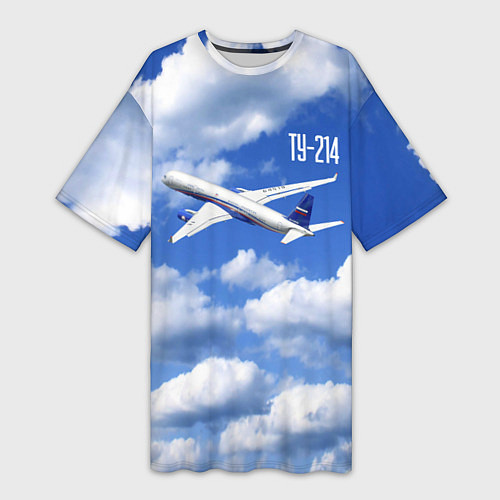 Женская длинная футболка Самолет Ту-214 / 3D-принт – фото 1