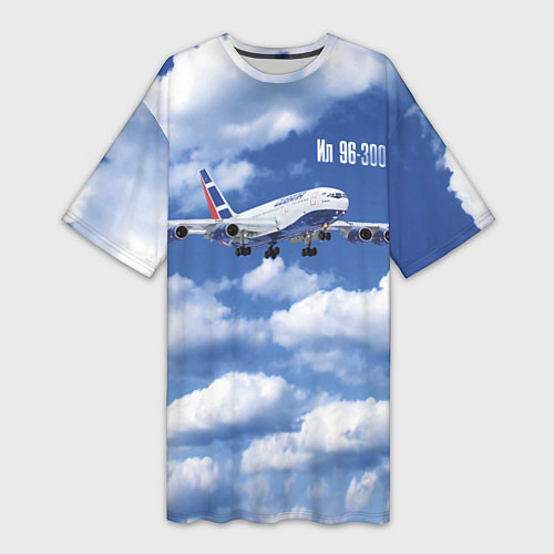 Женская длинная футболка Самолет Ил 96-300 / 3D-принт – фото 1
