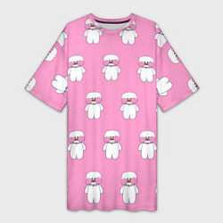 Женская длинная футболка ЛАЛАФАНФАН на розовом фоне