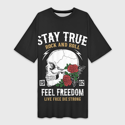 Женская длинная футболка Сила в правде, а правда в рок-н-ролле! / 3D-принт – фото 1