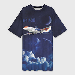 Женская длинная футболка Пассажирский самолет Ил-114-300