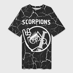 Футболка женская длинная Scorpions КОТ Трещины, цвет: 3D-принт