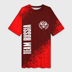 Женская длинная футболка РОССИЯ - ГЕРБ Team Russia Спрей