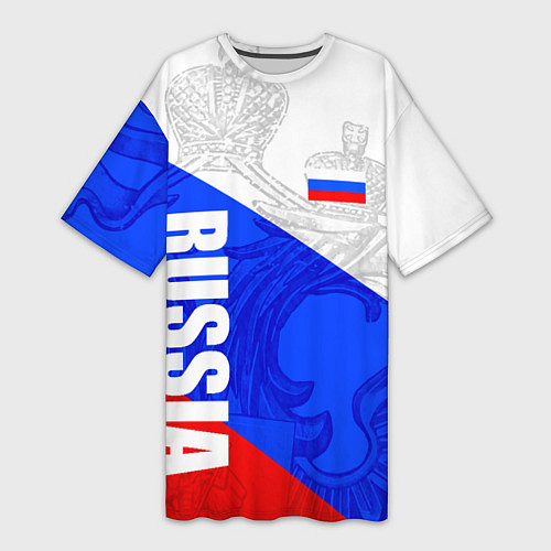Женская длинная футболка RUSSIA - SPORTWEAR - ТРИКОЛОР / 3D-принт – фото 1