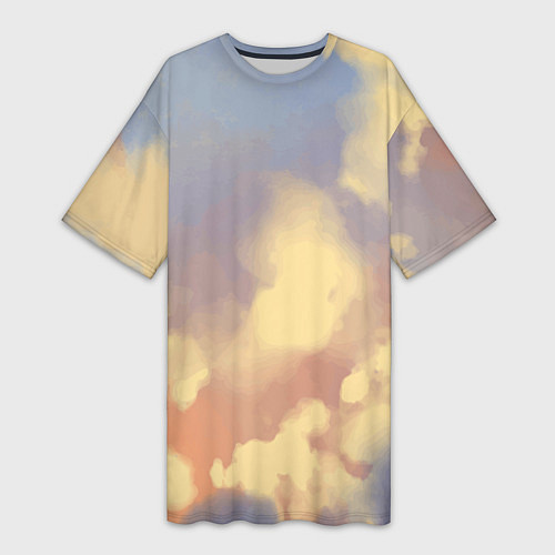 Женская длинная футболка Облачное небо на закате / 3D-принт – фото 1