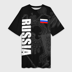 Женская длинная футболка RUSSIA - BLACK EDITION