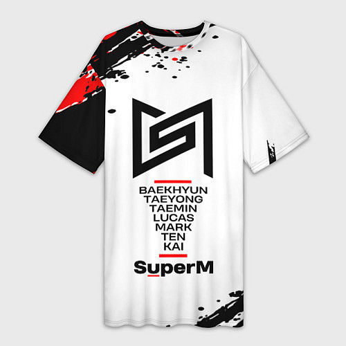 Женская длинная футболка SuperM суперМ / 3D-принт – фото 1