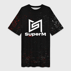 Футболка женская длинная Superm мелкие брызги красок, цвет: 3D-принт