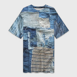 Женская длинная футболка Пэчворк Рваная ткань Hype