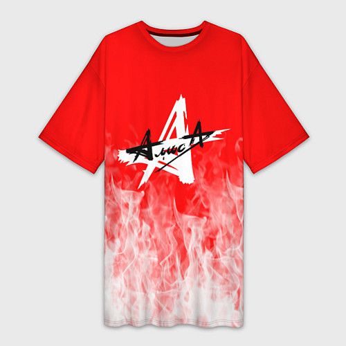 Женская длинная футболка Алиса пламя / 3D-принт – фото 1