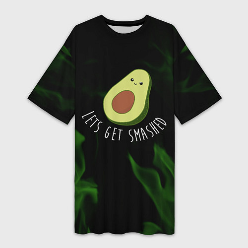 Женская длинная футболка Авокадо зелёный огонь / 3D-принт – фото 1