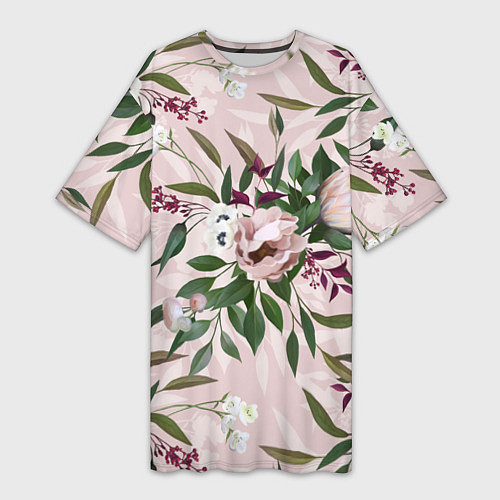 Женская длинная футболка Цветы Букет Из Протей / 3D-принт – фото 1