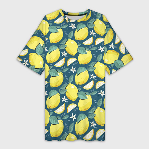 Женская длинная футболка Cute lemon pattern / 3D-принт – фото 1