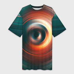 Футболка женская длинная Цветные круги - Black hole, цвет: 3D-принт
