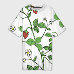 Женская длинная футболка Цветы Земляники Лесной